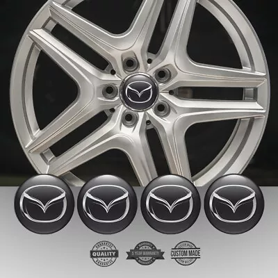 Set Of 4 Silicone Center Wheel Cap Stickers Mazda Emblem Logo Decals Rims • $35.10