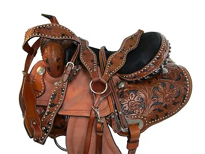 Western Saddle Barrel Racing Trail Pleasure Horse Leather Used Tack 15 16 17 • $337.45