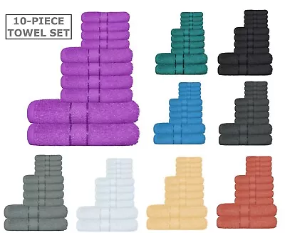 £14.95 • Buy 100% Pure Cotton Bathroom Towels Hand Towels Facecloths 10 Piece Bale Gift Set