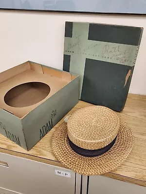 Antique Adam Hatters Men's Straw Boater Hat With Original Box Size 7  • $100