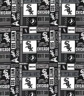 MLB CHICAGO WHITE SOX Baseball Block 1/2 Yard (18”x44”) 100% Cotton Fabric New • $11.95