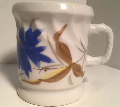 Antique Hand Painted Blue Flowers Mustache Shaving Mug-Twisted Handle- • $12