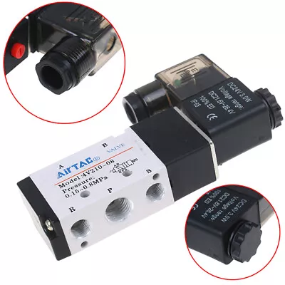 $16.98 • Buy 1Pc New 5 Way 2 Position 1/4'' Airtac Solenoid Valve 4V210-08 DC24V.lu8