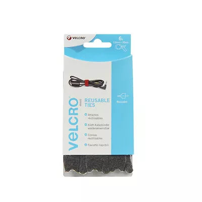 VELCRO 60388  ONE-WRAP Reusable Ties (6) 12mm X 20cm Black • £6.61