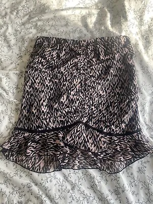£8 • Buy Topshop Petite Ruched Pink Black Chiffon Mini Skirt 10