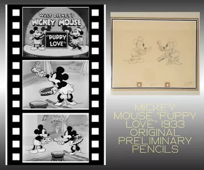 Mickey Mouse  Puppy Love  1933 Original Production Animation Cel (COA Included) • $1800