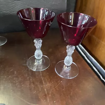 Pair Of  Vintage Morgantown Plantation Ruby Red Martini Cocktail Glass Glasses • $29