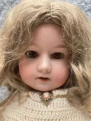 Armand Marseille 390 Germany 42 1/2M Doll Inset Brown Eyes Wig Curly Hair 18inc • $139.96