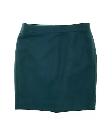 J Crew The Pencil Skirt Green Wool Blend Lined Straight Back Zip Slit Petite 4 • $18.57