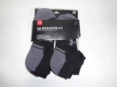 Under Armour Adult Resistor 3.0 No Show Socks - 6-Pairs NWT Black Large • $24.95