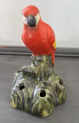 Vintage Ceramic Flower Frog Small Red Macaw Parrot 5 Holes Excellent Condition! • $15