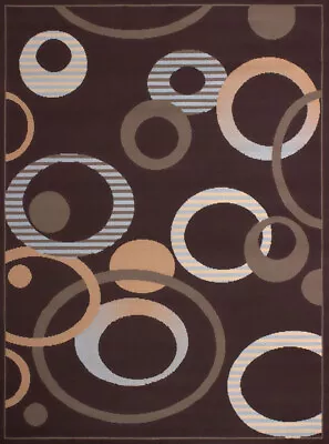 Brown Contemporary 2x7 Circles Dots Hoops Area Rug - Actual Size: 2' 3  X 7' 2  • $34.99