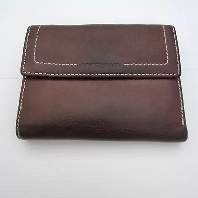 Country Road Genuine Leather Dark Brown Tan Fold Over Wallet Purse • $26.95