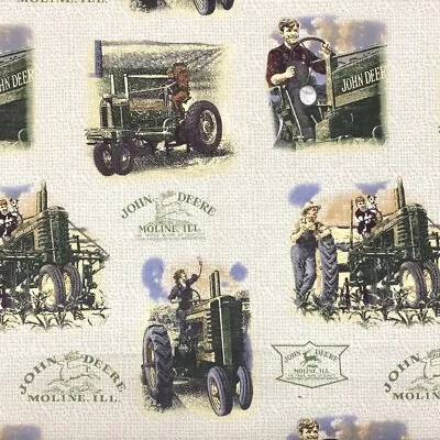 JOHN DEERE Scenic Tractor Sewing Quilting Cotton Fabric FQ • $6.75