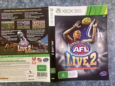 AFL Live 2 - XBOX 360 - Cover Art Only - No Game • $3