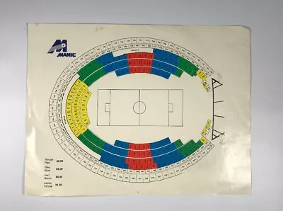 Vintage Montreal Manic NASL Olympic Stadium Original Box Office Seating Chart • $299.99