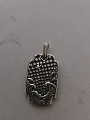 David Yurman 925 Sterling Silver Wave Tag Charm Pendant  Only • $232