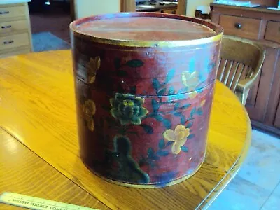 Antique Bentwood Folk Art Painted Swedish Scandinavian  Tine Tina  Hat Box • $390