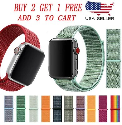 Woven Nylon Band For Apple Watch Sport Loop IWatch Series 9 8 7 6 5 4 32 38-49mm • $3.95