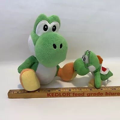 Lot 2 NINTENDO Super Mario Green YOSHI 8” & 4” Mini Key Chain Plush Toy GUC • $9.95