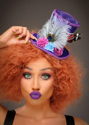 £18.99 • Buy Womens Purple Mad Hatter Mini Fancy Dress Fairytale Adult Cosplay Top Hat