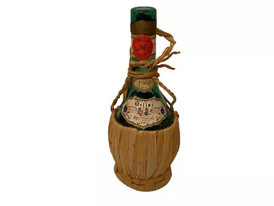 Melini Chianti Wicker Wrapped One Pint Wine Bottle Vintage 1966 Product Of Italy • $42.88