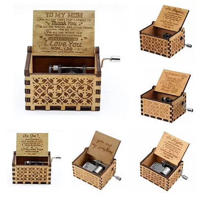 Music Box Wooden Mom/Dad To Daughter -You Are My Sunshine Engraved Toy Gift Kid • £8.39