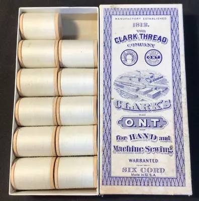 Vintage Clark O.N.T White Thread For Hand And Machine Sewing 11 New Spools • $25