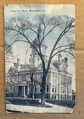 Vintage 1909 Used .01 Postcard -county Court House Marshalltown Iowa - Creases • $1.27