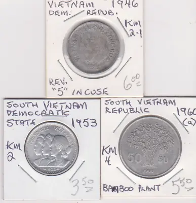 Vietnam ~ Lot Of 3 Early Issues Modern Coins 1946 1953 1960 • $10.14