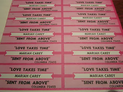 Jukebox Title Strip Full Sheet MARIAH CAREY Love Takes Time / Sent From Above • $5