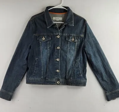 Merona Medium Wash Button Front Blue Denim Jean Jacket Womens Size XL • $17.09