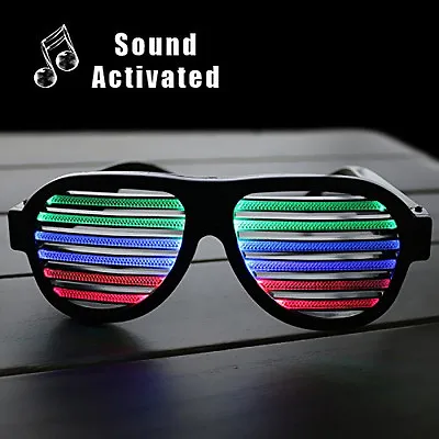 £12.95 • Buy Sound & Music Activated Light Up Glasses Shutter Shades Party Disco LED