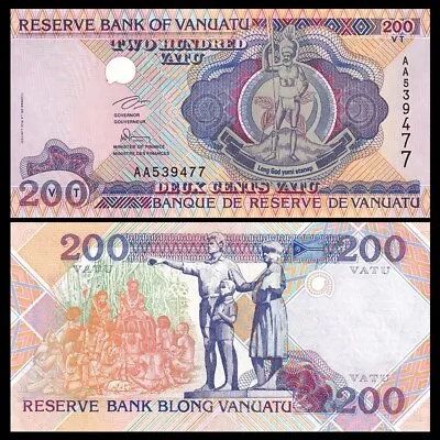 Vanuatu 200 Vatu Prefix AA 1995 P-8a UNC • $5.99