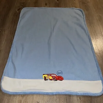 Disney Pixar Cars Blue Baby Blanket Lightning McQueen Go Fleece Security Blanky • $24.95