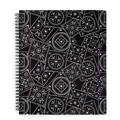 NEW Vera Bradley Large Spiral Notebook Interior Pockets TOSSED BLACK BANDANA • $11.52