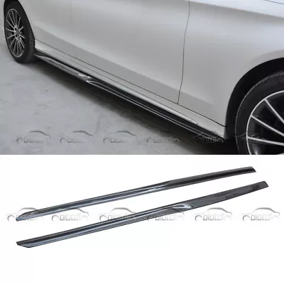 Carbon Fiber Side Skirt Extensions Lip For Mercedes Benz W205 C63 AMG PSM Style  • $399