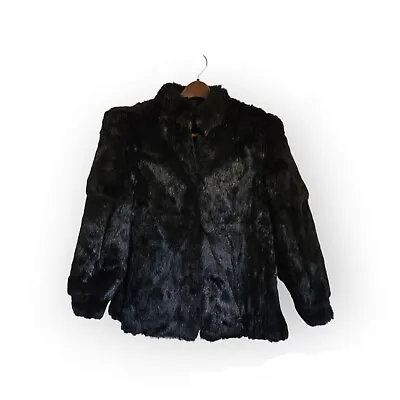 Black Rabbit Fur Women's Short Jacket Vintage Medium • $75