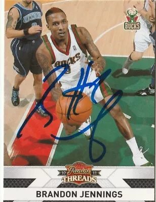 Brandon Jennings Signed 2010-11 Panini Threads Card #41 Auto Bucks Autograph COA • $6.99