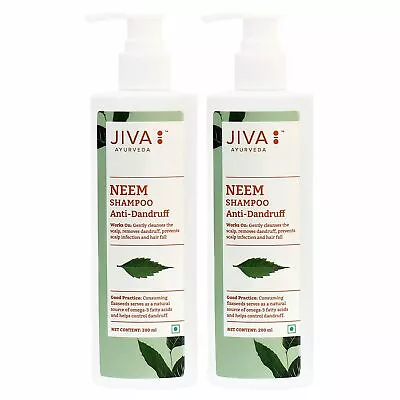 Jiva Neem Shampoo Anti-Dandruff Anti-Bacterial Ayurvedic 200 Ml Each Pack Of 2 • £23.76