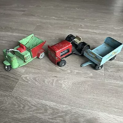 1960s Tonka Airlines Pressed Steel Luggage Tractor & Cart Vintage Toy Lot • $100