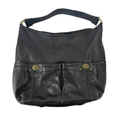 Marc By Marc Jacobs Totally Turnlock Faridah Hobo Purse Black Leather • $38.50