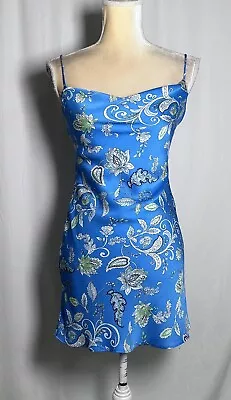 B Darlin Dress Slip On Bodycon Mini 3/4 Satin Silky Party Cocktail Strappy Blue • $25.99