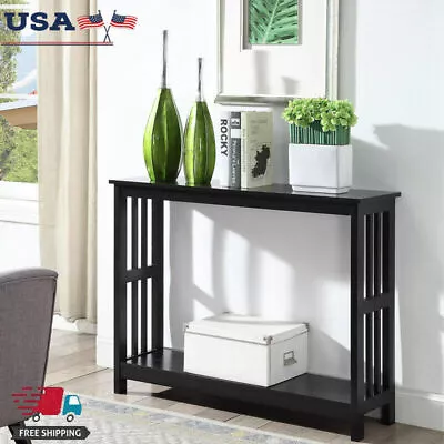 Mission Console Table Entryway Bedroom Home Office Decor Bottom Shelf Storage US • $102.59