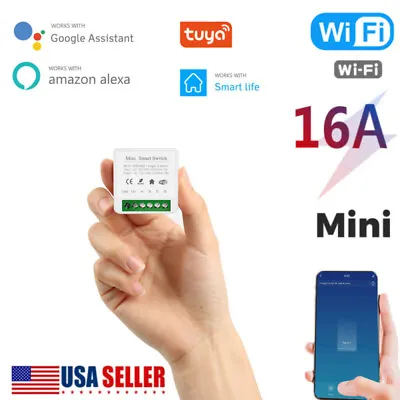 16A MINI Wifi Smart Switch Timer Wireless Switches  For Alexa Google Home✅ • $7.56