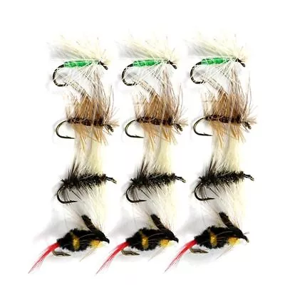 12PCS Fly Fishing Fly Set Bumble Bee + Caddis Green Brown + Mosquito Gnat Flies • $11.25