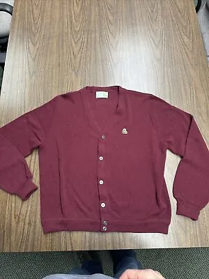 Vintage 90s Vancort Cardigan Sweater Adult Size X Large Maroon Cable Knit Men’s • $22.99