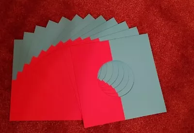 (Set 30) Pack Of 12 Hand Crafted 7  Singles Card Sleeves. Blue And Red. • £2.25