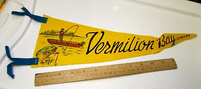 Vintage 1950s Vermilion Bay Canada Felt Pennant 16 X 5.5 Collectible Pennant • $14.99