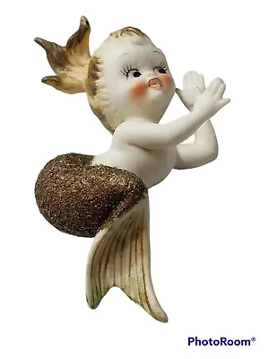 Vtg Bradley Ceramic Clapping Mermaid Sandy Tail Ceramic Hair Wall Plaque  4.5  • $99